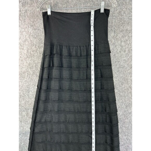 NWT Max Studio Women’s Black Solid Elastic Waist Maxi Skirt Tiered Medium - Picture 3 of 7